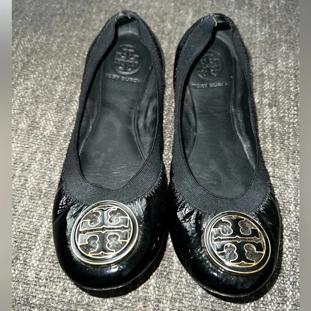 Tory Burch Caroline Black Patent Ballet Flats